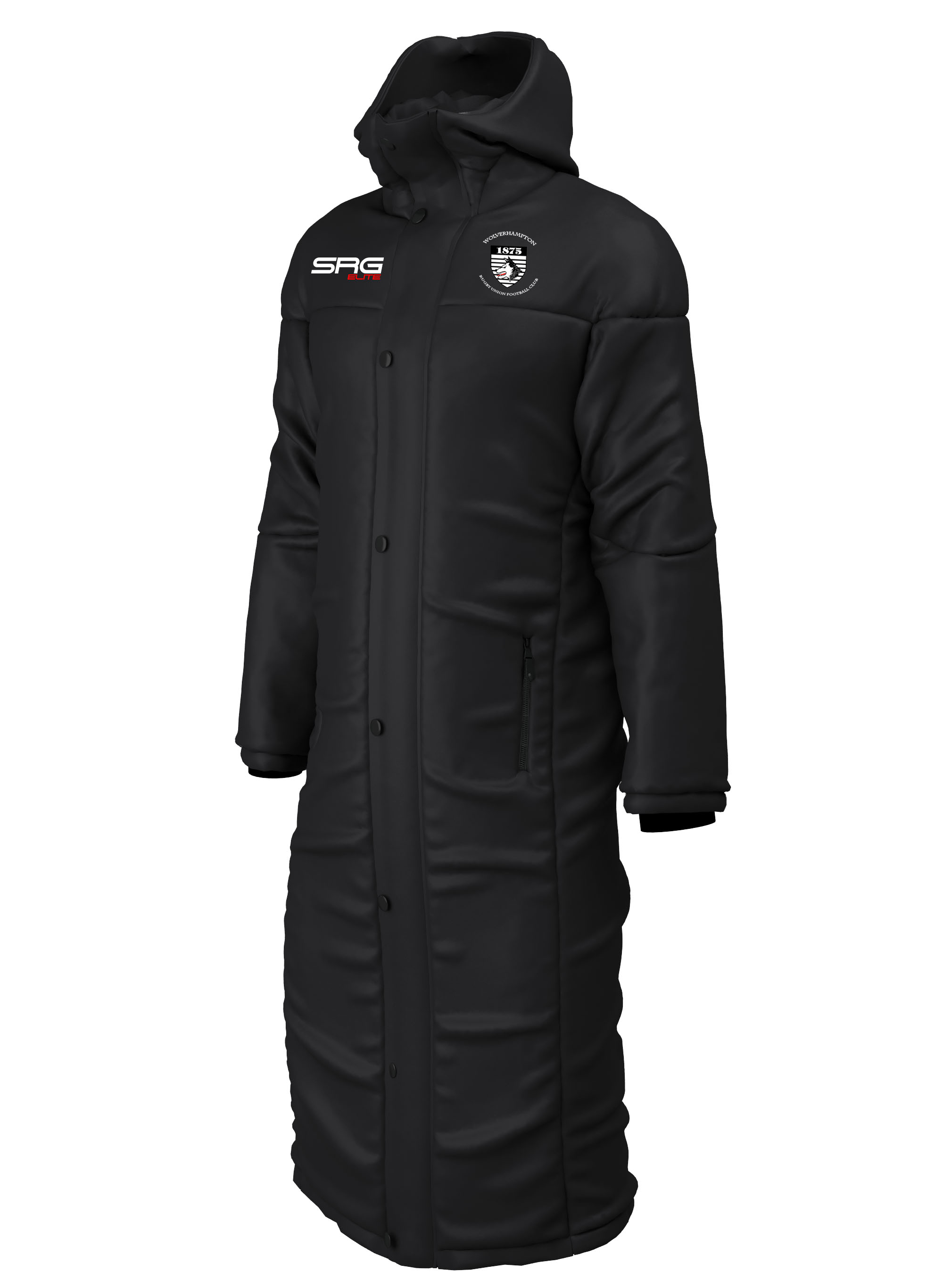 Wolverhampton Rufc Contoured Bench Coat Black Srg Elite